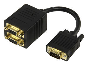 VGA Splitter Lead 1 into 2 Cable Gold - Splits the VGA Signal to two monitors