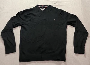Tommy Hilfiger Sweatshirt Men's Large Preppy Grandpa Minimalist Academia Blue - Picture 1 of 7