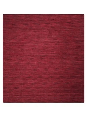 Eco-Friendly Hand Knotted Loom Wool Square Area Rug Solid Dark Red BBL00999 - Image 1 of 4