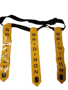 3 Flaggen - Pull Away Flag Fußball Gürtel - gelbe Flaggen Gitter Eisen schwarz 46" Länge - Bild 1 von 5