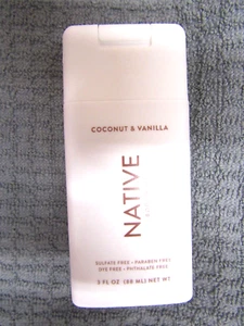 NATIVE~~COCONUT & VANILLA~BODY WASH 3 OZ TSA APPROVED/TRAVEL SIZED 117 - Picture 1 of 2