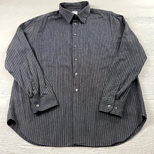 Armani Collezioni Shirt Mens 2XL Black Gray Long Sleeve Button Up Cotton EUC