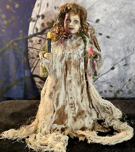OOAK Scary Creepy Doll 18.5" Hand Painted Horror Dark Art Signed Burned Face - Picture 1 of 17