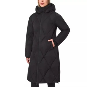 Mondetta Small Jacket Quilted Duck Feather Down Fill Parka Hood Parka Coat Black - Picture 1 of 10