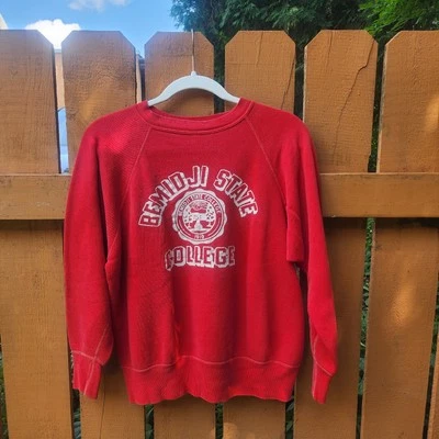 1950s Champion Cotton Crew Sweatshirt College University Bemidji Running Man - Image 1 of 4