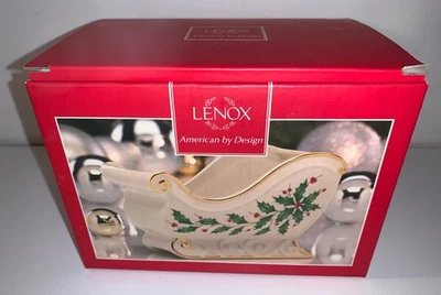Nuevo en caja Plato de trineo Lenox Holiday Dimension 5,75" Navidad Acebo China Borde dorado Foto 1 de 4
