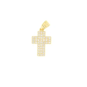 CROCE IN ARGENTO 925, CON STRASS NATURALI COLORE DORATO - Foto 1 di 1