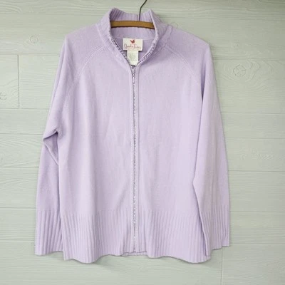 Quacker Factory Light Purple Full Zip Sweater Womens Size Large - Image 1 of 4