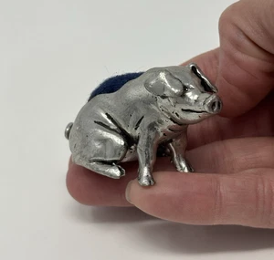 Vintage Pewter Pig Pin Cushion Wool- Alchemy Carta 1994  -Made in England 2.25" - Picture 1 of 13