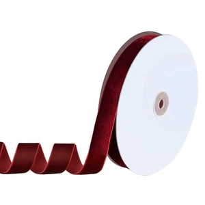 1" x 10 Yards Burgundy Velvet Ribbon Christmas Gift Flower Wreath Bow - Picture 1 of 7