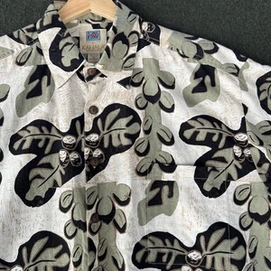Kahala Avi Collection Hawaiian Shirt Mens Medium Coconut Leaves Linen - Picture 1 of 8