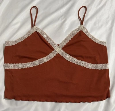 Arizona Women’s Y2K Babydoll Orange Tank Top Fall Festival XXL Lace - Image 1 of 4