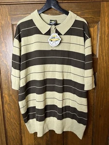 NWT Vintage Lowrider Polo Shirt Mens 3XL Charlie Brown Knit Striped Cholo - Picture 1 of 5