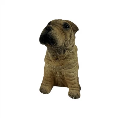 "Estatuilla firmada vintage de perro Shar Pei con esculturas de bandana 1984 de 3,5"" de alto" Foto 1 de 4