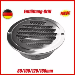 Rund Lüftungsgitter Edelstahl Mit Flansch Abluftgitter Lamellen Insektschutz DE - Bild 1 von 12
