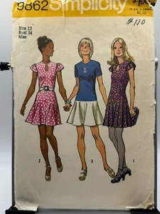 Simplicity 9862 Mini Dress 1970s MiniSkirt Pleated or Flared skirts - Picture 1 of 3