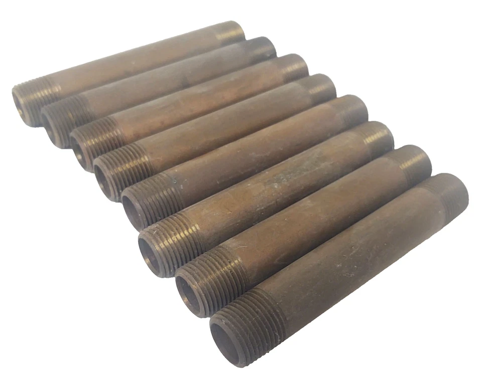 🔥(QTY 8) Brass Pipe Nipple Male 3/8 NPT to Male 3/8 NPT x 4" - Image 1 of 1