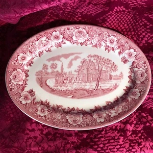 Vintage 11" Shenango Roselyn rosa Platte Coaching Szene - Bild 1 von 6