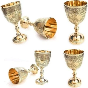 Set 6 calici medievali calice vintage fatto a mano ottone per matrimonio reale - Foto 1 di 6