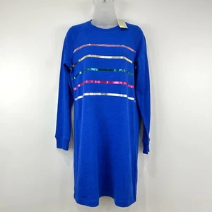Boden Dress Women's 8R Cobalt Blue NWT Mabel Sweatshirt Holiday Metallic Striped - Picture 1 of 16