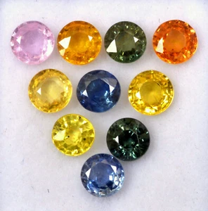 4.50 mm Natural Multi Sapphire Round Cut Lot 10 Pcs 4.16 CTS Faceted Loose Gems - Picture 1 of 3