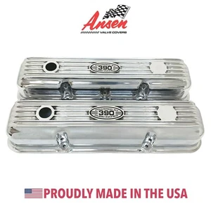 Fundas de válvula cortas para Ford FE 390 pulidas ""alimentadas por 390 pulgadas cúbicas"" - Ansen - Imagen 1 de 3