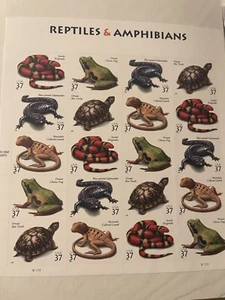 Reptiles and Amphibians Sheet of 20 Stamps - Sealed White Scott #3818a (3814-18) - Picture 1 of 1