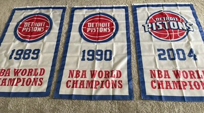 Juego completo Detroit Pistons NBA Champions 3 pancartas/banderas 3’x5’ Foto 1 de 4