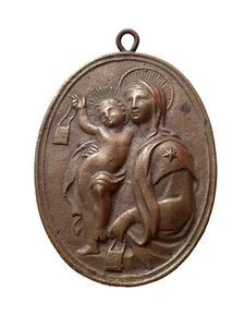 *HH* Antica Placca Medaglia Ex Voto Madonna Religiosa Votiva Devozionale Sacra - Picture 1 of 10