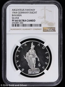 1964 Fantasy Germany Silver Ducat Proof Bavaria AD 1964 NGC PF 66 Ultra Cameo - Picture 1 of 4