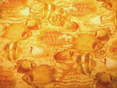 Tela Tropical 1 1/4 Yarda OFERTA Peces Bajo el Mar Dorado Algodón Premium #PC Foto 1 de 2