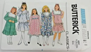Butterick 4061 Mädchen Drop Taille Kleid Größe 12-14 Neu Umschlag Schäden - Bild 1 von 4