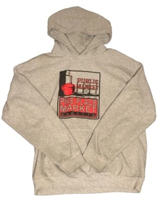 Casual Industrees Seattle Pike Place Market Hoodie | Color: Gray/White | Size: M - Image 1 of 2
