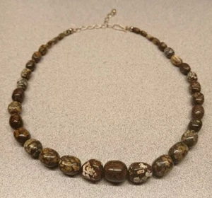 DTR 925 Sterling Silver Mine Finds Jay King Graduated Jasper Bead Necklace - Picture 1 of 8