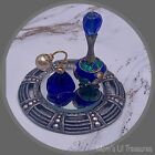 Dollhouse Miniatures • Blue Perfume Bottle Set Decorative Mirror Vanity Tray
