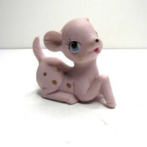 Vintage rosa Keramik Hirsch Figur ruhend Mid Century Kelvin Exclusives Japan - Bild 1 von 5