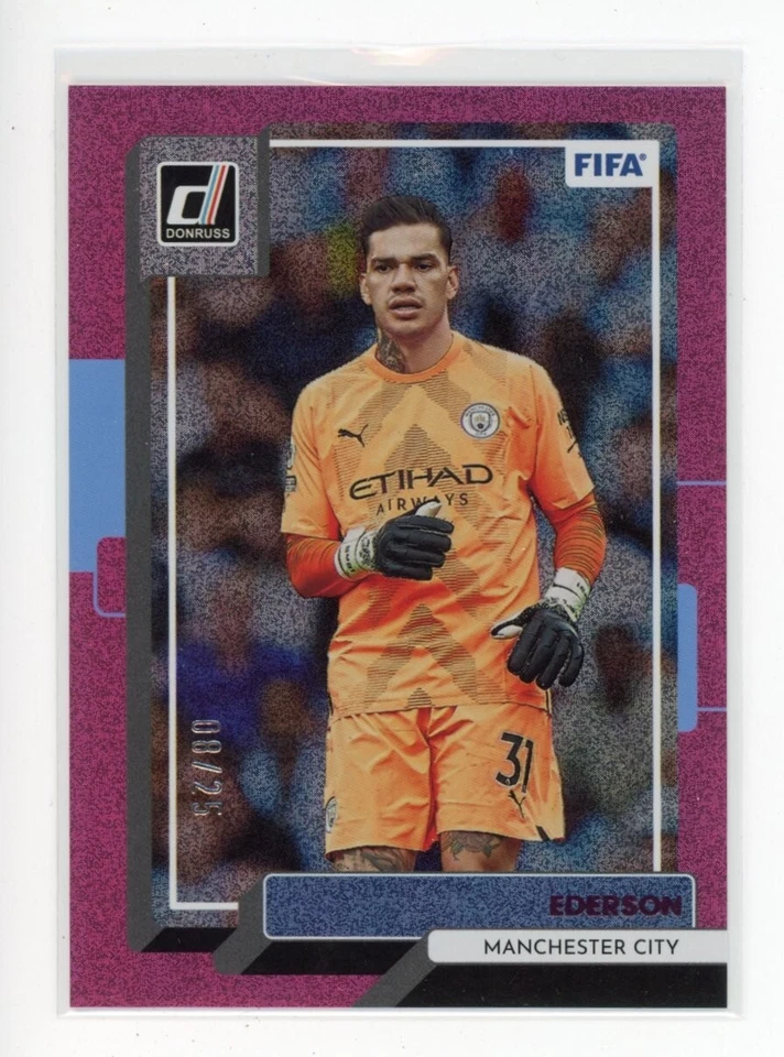 2022-23 Panini Donruss Soccer FIFA Ederson Manchester City Purple Mojo 8/25 - Imagem 1 de 2