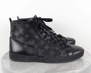 Herren Louis Vuitton Schwarz Grau Monorgam Leder Hoch Turnschuhe UK9,5 US10,5 - Bild 1 von 18