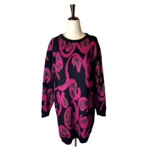 Distinctly Different Sweater Women 18W Black Purple Metallic Sparkle Knit Retro - Picture 1 of 9