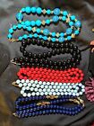 Vintage 30" Round Ball Bead Necklace Lot - 5 Opera Estate Jewelry Necklaces 