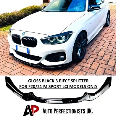 AUTO PERFECTIONISTS UK Spoiler splitter anteriore BMW Serie 1 F20 F21 LCI nero lucido labbro M Sport 15-19