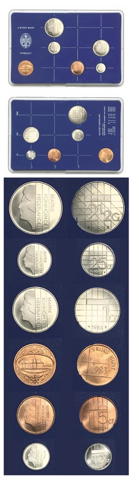 Netherlands Official Select Set Fleur de Coin 5 Coins 1 Medal 1983 Ultrecht KM S - Image 1 of 1