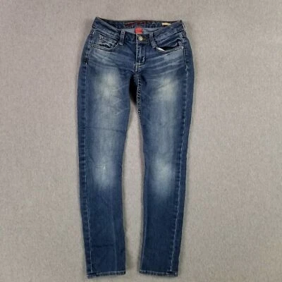 Pantalones de mezclilla Arizona talla 0 cortos súper ajustados elásticos tiro inferior rotos descoloridos Foto 1 de 4