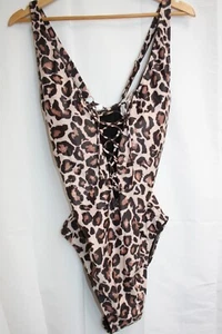 NWTS Daci one piece leopard print swim suit Lace Up Size 18W - Picture 1 of 4