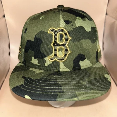 BOSTON RED SOX New Era Camo Fitted Baseball Hat Cap 7 1/2 Official On Field NICE - Image 1 of 4