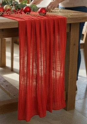 DOLOPL Juego de 6 Corredores de Mesa Paño Rojo 120"x29" Rústico Navidad Boda Foto 1 de 4