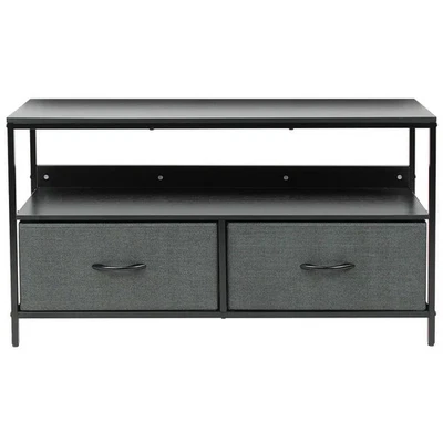 Cajones tocador soporte de mesa de TV de 25-50 pulgadas, almacenamiento de muebles negro 2 cajones Foto 1 de 4