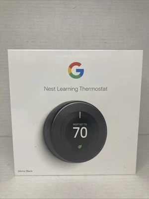 Google Nest T3018US 3rd Generation Learning Thermostat - Mirror Black - Sealed - Image 1 of 4
