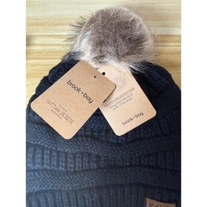 Brook + Bay Wintermütze gefütterte Beanie mit Kunstfellbommel schwarz - Bild 1 von 5