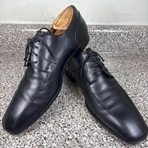 Magnanni 10423 Black Leather Bicycle Toe Derby Lace Up Shoes Men's 10M GUC Spain - Picture 1 of 24